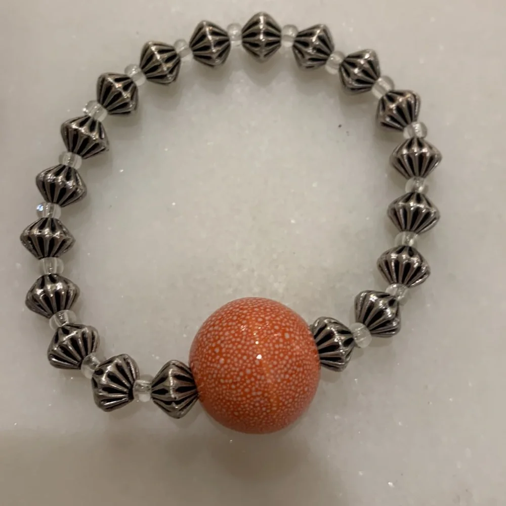 Love,Friend,Forever bracelet‎ plus 2 with orange beads.One is stretch.